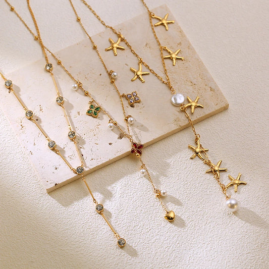 Aurora Petal Zircon Pendant Necklace