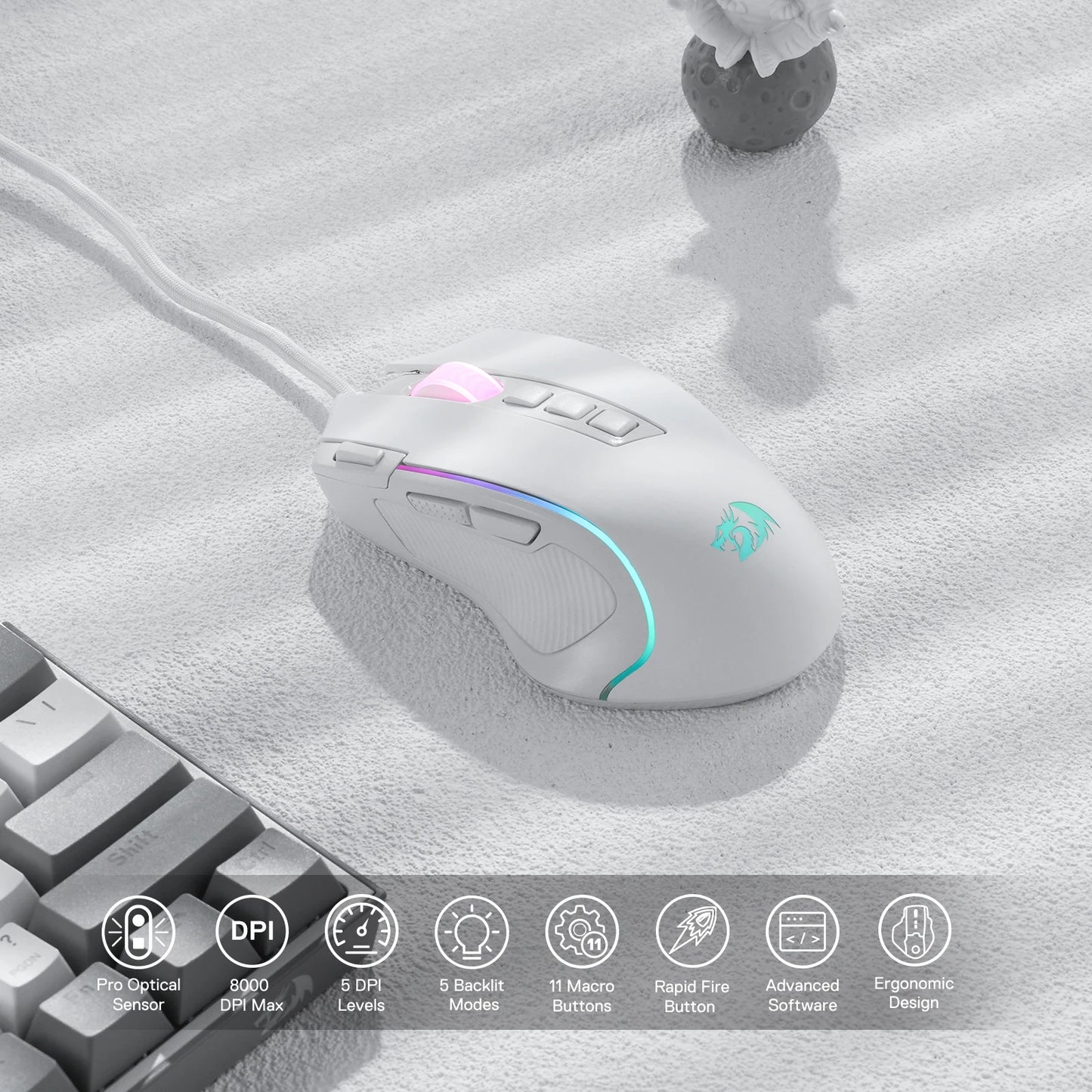 M612 Predator Pure White | Pro Macro Gaming Mouse