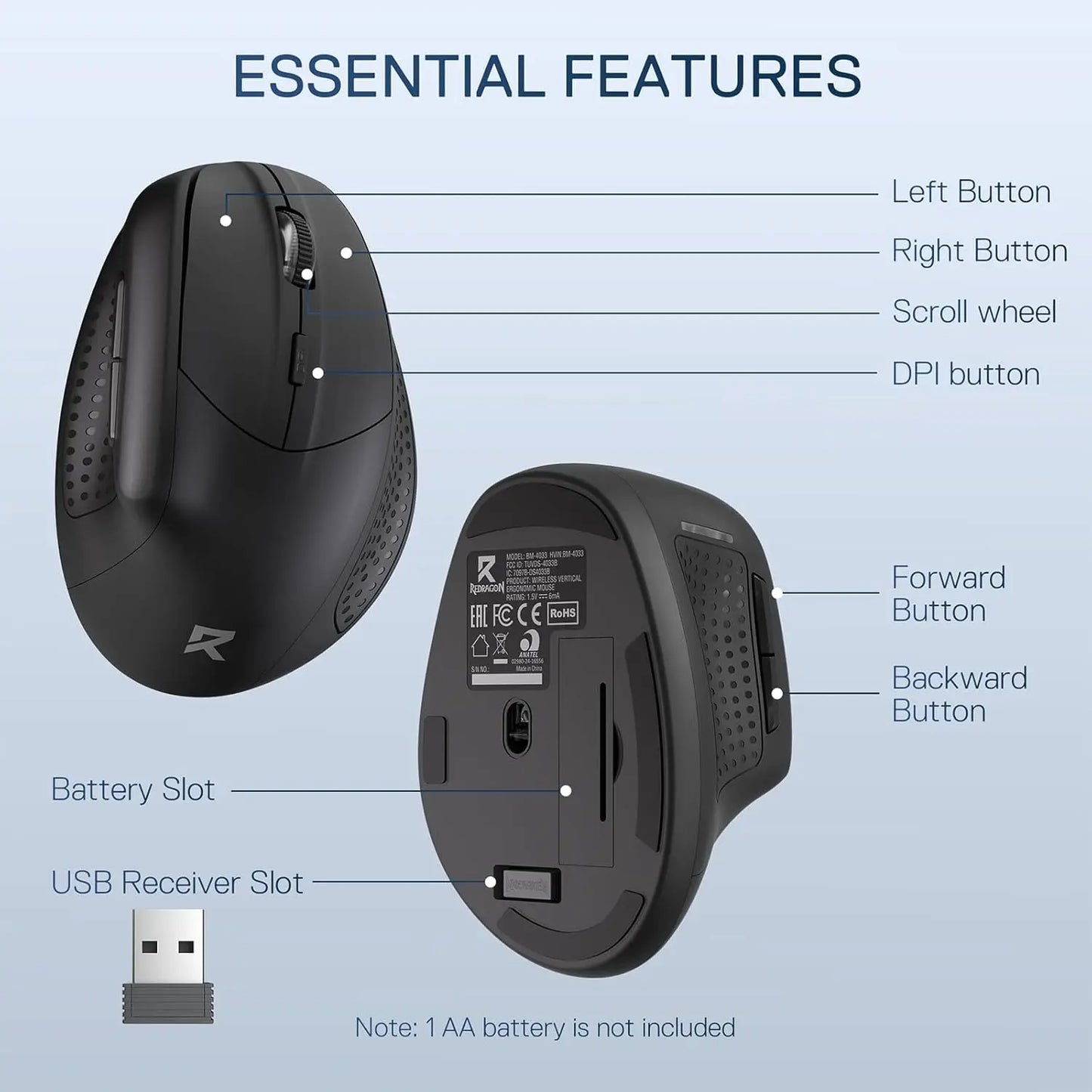 Zenith Vertical | 2.4GHz Wireless Ergonomic Mouse