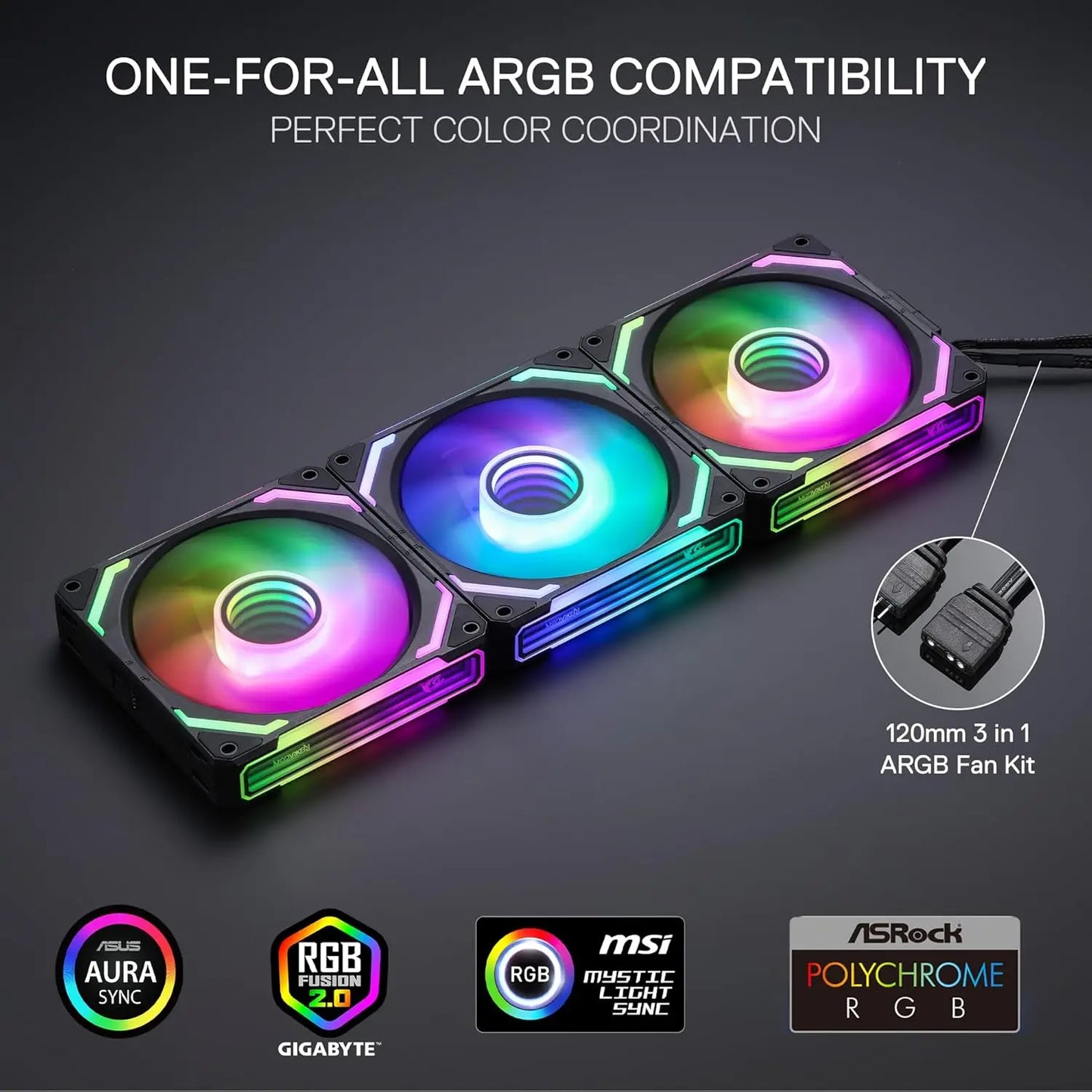 Vortex 120mm ARGB PWM PC Case Fan | High-Static Pressure Cooling